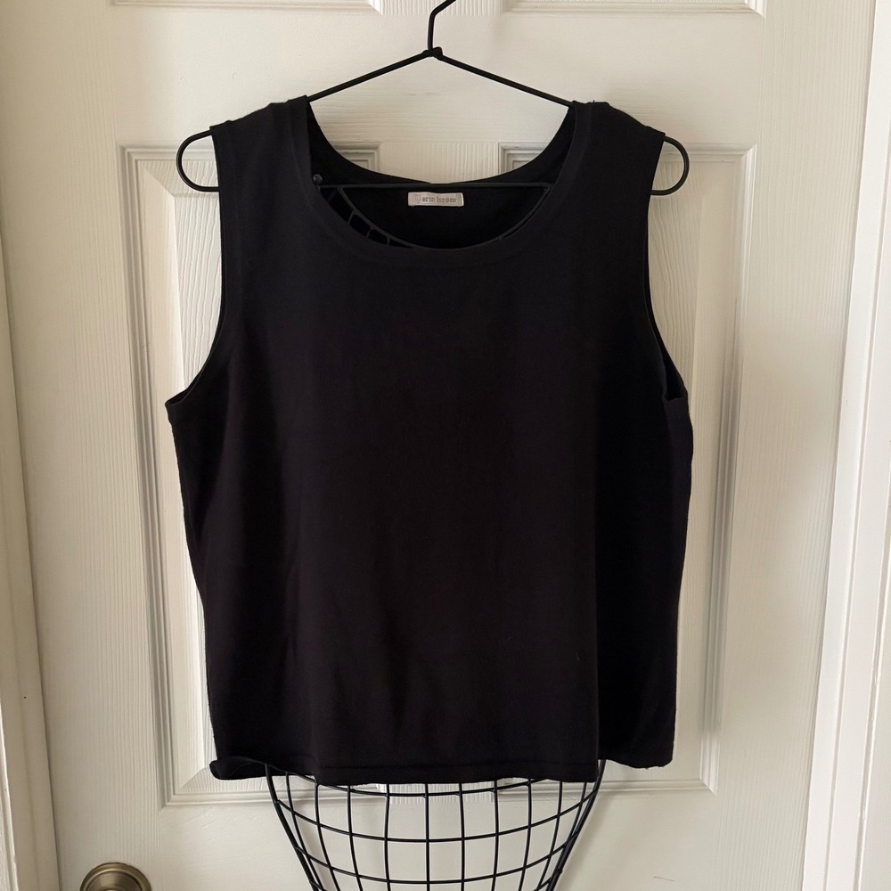 Erin London Womens Black Sleeveless Scoop Neck Tank Top Shell Classic Layering